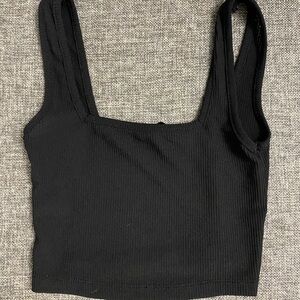 SHEIN Black Ribbed Crop Tank Top